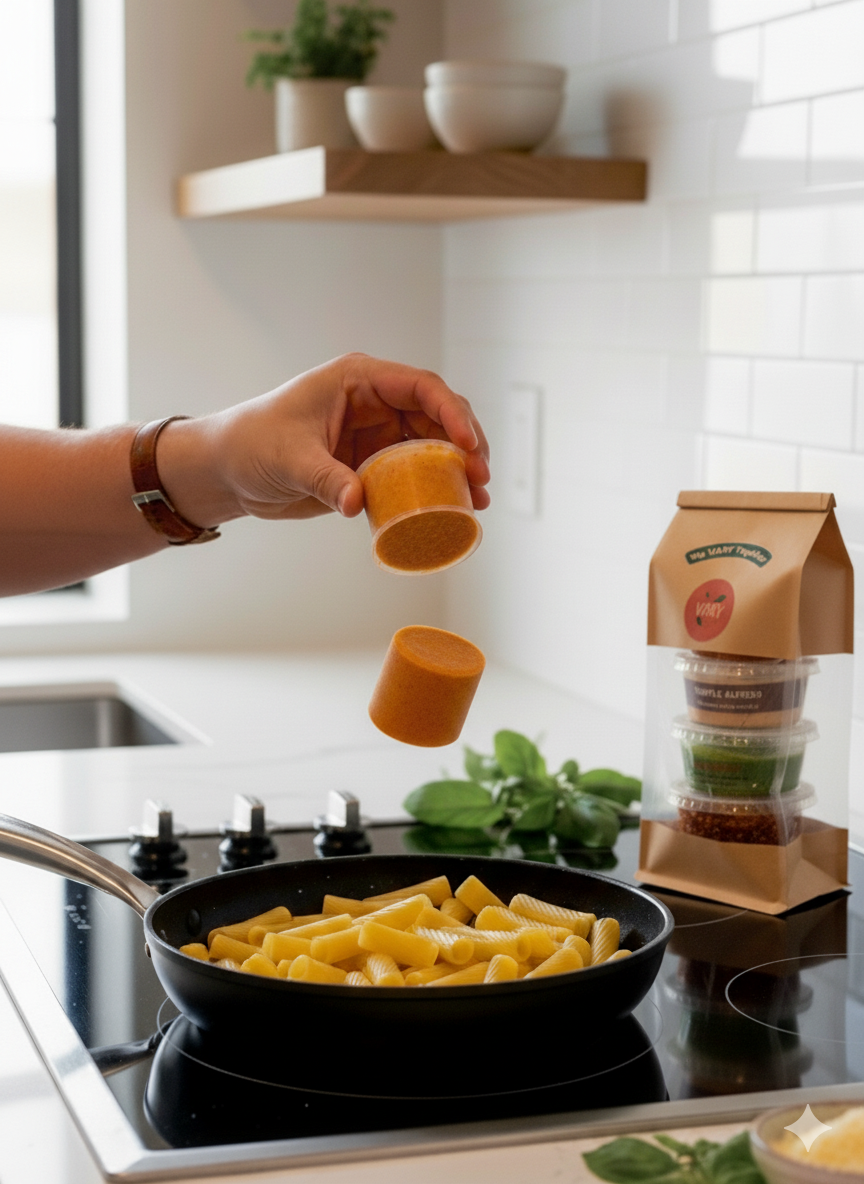 VARY sauce in a cooking scene